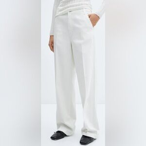 Mango Ivory Straight Leg Trousers
